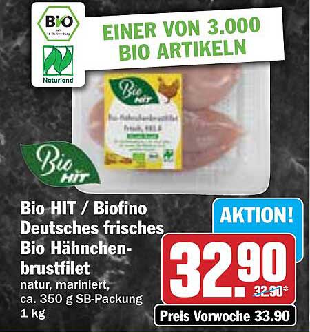 Bio HIT / Biofino Deutsches frisches Bio Hähnchenbrustfilet