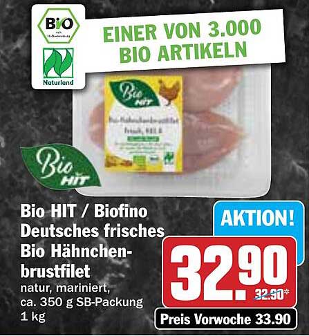 Bio HIT / Biofino Deutsches frisches Bio Hähnchenbrustfilet