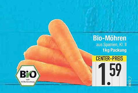 Bio-Möhren aus Spanien, Kl. II - 1 kg Packung