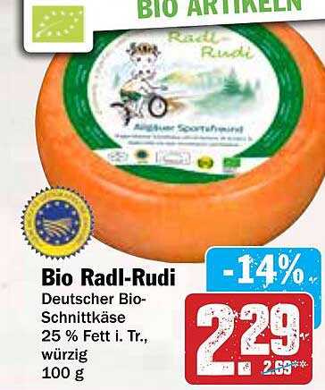 Bio Radl-Rudi Deutscher Bio-Schnittkäse 25 % Fett i. Tr., würzig