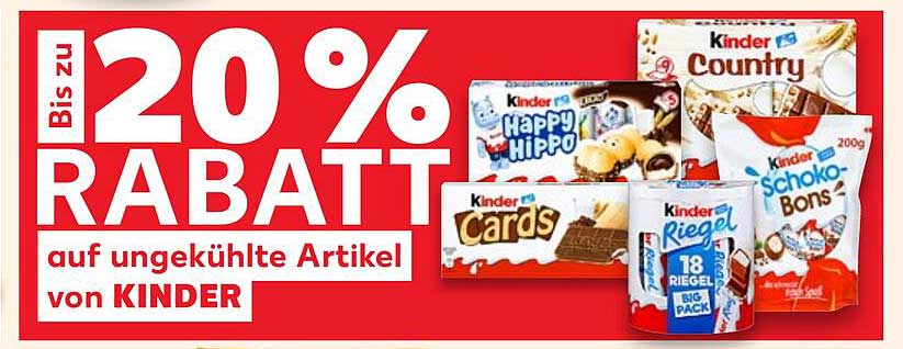 Bis zu 20% Rabatt auf ungekühlte Artikel von KINDER