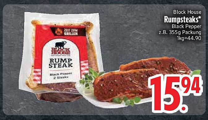 Block House Rumpsteaks Black Pepper 355g