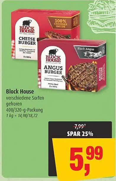 Block House verschiedene Sorten gefroren
