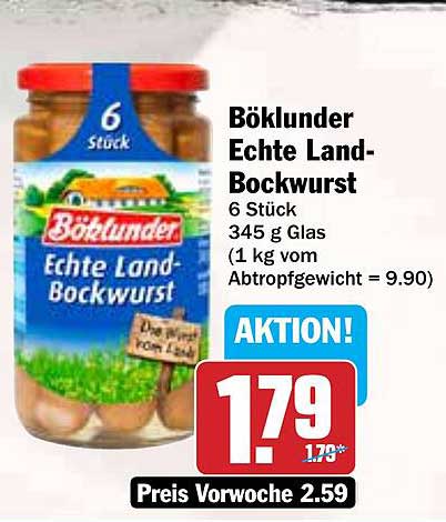 Böklunder Echte Land-Bockwurst 6 Stück