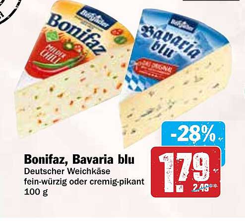 Bonifaz, Bavaria blu – Deutscher Weichkäse fein-würzig oder cremig-pikant (100 g)