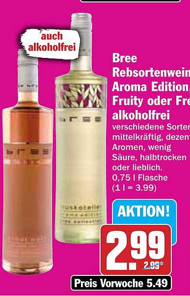 Bree Rebsortenwein Aroma Edition, Fruity oder Fre alkoholfrei