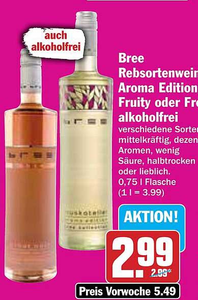 Bree Rebsortenwein Aroma Edition Fruity oder Frucht alkoholrei