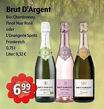 Brut D'Argent - Bio-Chardonnay, Pinot Noir Rosé oder L'Orangerie Spritz - 0,75l