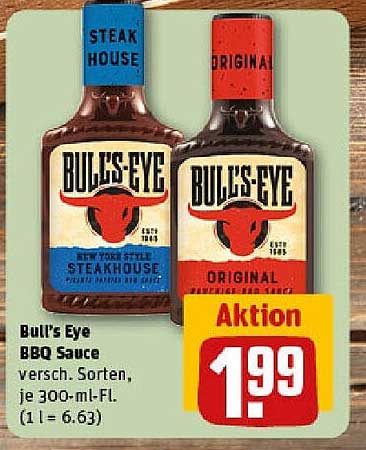 Bull's Eye BBQ Sauce - verschiedene Sorten, je 300-ml-Flasche