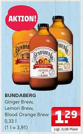 Bundaberg Ginger Brew, Lemon Brew und Blood Orange Brew 0,33 l