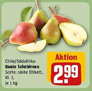 Bunte Tafelbirnen, je 1 kg
