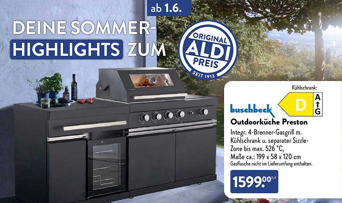 buschbeck Outdoor-Küche Preston mit 4-Brenner-Gasgrill