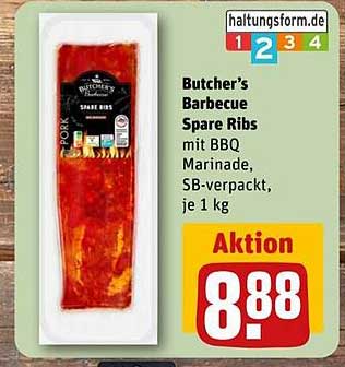 Butcher's Barbecue Spare Ribs mit BBQ Marinade - je 1 kg