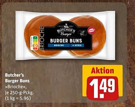 Butcher’s Burger Buns "Brioche", je 250-g-Pckg. (1 kg = 5,96)