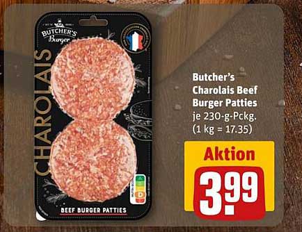 Butcher's Charolais Beef Burger Patties je 230-g-Pckg.