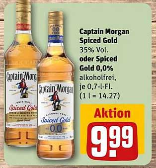 Captain Morgan Spiced Gold 35% Vol oder Spiced Gold 0,0% alkoholfrei