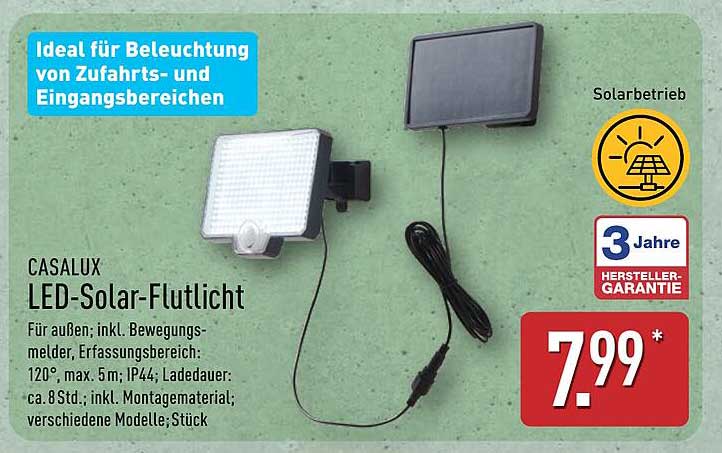 CASALUX LED-Solar-Flutlicht