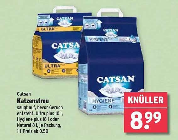 Catsan Katzenstreu - Ultra plus 10 l / Hygiene plus 18 l oder Natural 8 l