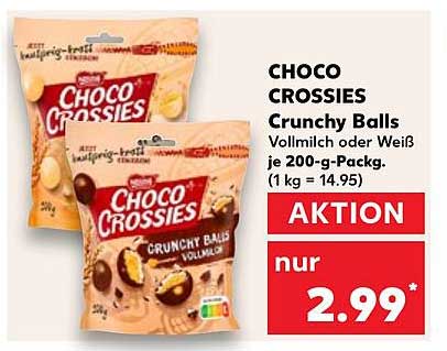 CHOCOLATE CROSSIES Crunchy Balls Vollmilch oder Weiß je 200-g-Packg.