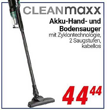CLEANmaxx Akku-Hand- und Bodensauger mit Zyklontechnologie, 2 Saugstufen, kabellos
