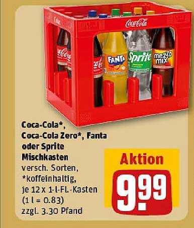 Coca-Cola*, Coca-Cola Zero*, Fanta oder Sprite Mischkasten