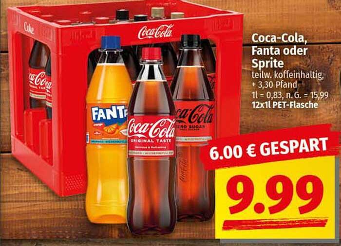 Coca-Cola, Fanta oder Sprite 12x1L PET-Flasche