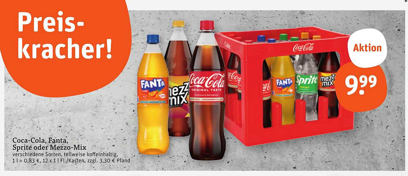 Coca-Cola, Fanta, Sprite oder Mezzo-Mix - Kastenangebot für nur 9,99 €