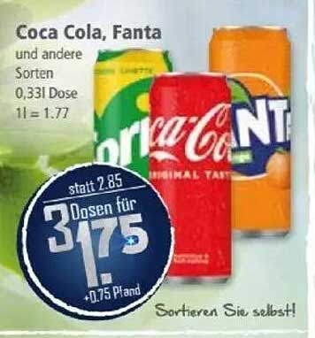 Coca Cola, Fanta und andere Sorten - 0,33l Dose