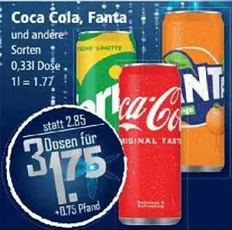Coca Cola, Fanta und andere Sorten 0,33l Dose