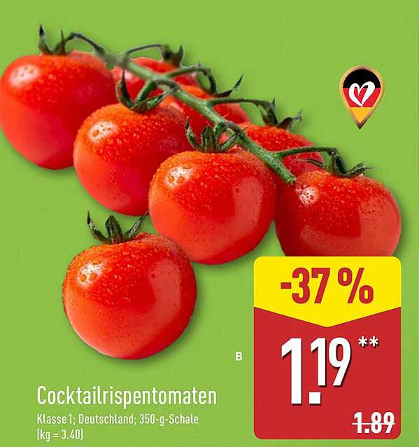 Cocktailrispentomaten Klasse 1, Deutschland; 350-g-Schale