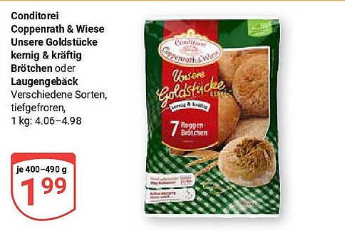 Conditorei Coppenrath & Wiese Unsere Goldstücke - 7 Roggen-Brötchen oder Laugengebäck, tiefgefroren