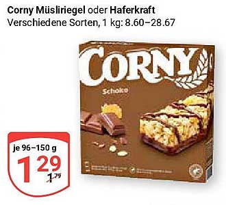 Corny Müsliriegel oder Haferkraft - Verschiedene Sorten, 1 kg: 8,60–28,67