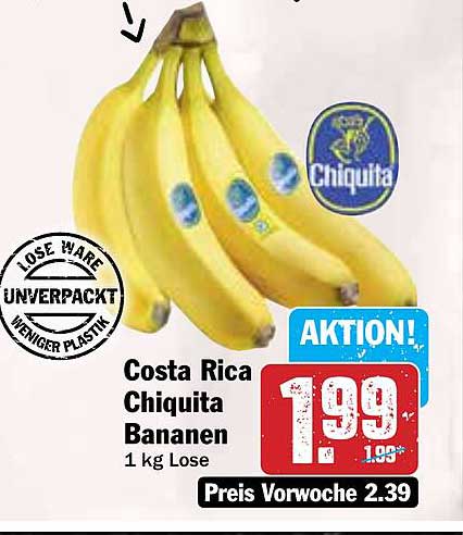 Costa Rica Chiquita Bananen 1 kg Lose