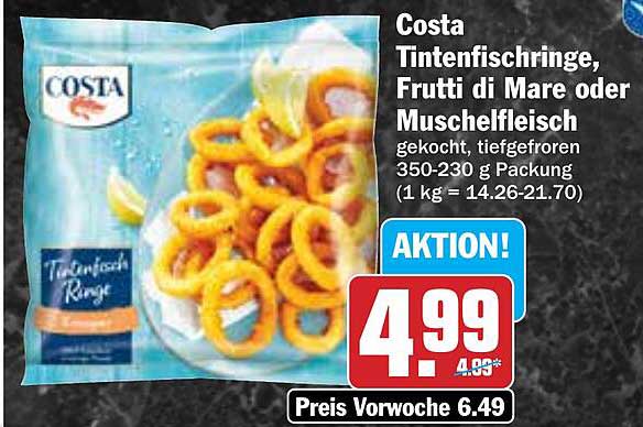 Costa Tintenfischringe, Frutti di Mare oder Muschelfleisch, 350-230 g