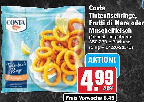 Costa Tintenfischringe, Frutti di Mare oder Muschelfleisch