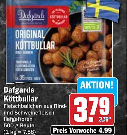 Dafgards Köttbullar 500 g Beutel - Original Fleischbällchen