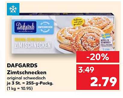 DAFGARDS Zimtschnecken original schwedisch je 3 St. = 255-g-Pack.