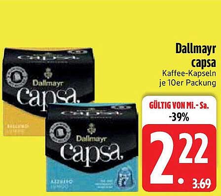 Dallmayr capsa Kaffee-Kapseln je 10er Packung