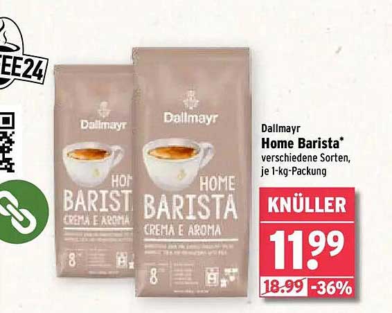 Dallmayr Home Barista – verschiedene Sorten, je 1-kg-Packung