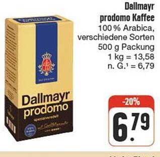 Dallmayr prodomo Kaffee 100 % Arabica, verschiedene Sorten – 500 g Packung
