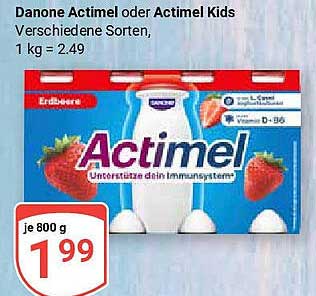 Danone Actimel oder Actimel Kids, 1 kg = 2.49