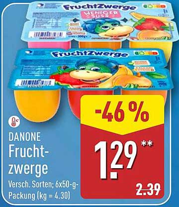 DANONE Fruchtzwerge - Versch. Sorten; 6x50-g-Packung