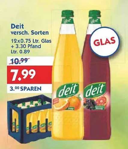 Deit verschiedene Sorten 12x0,75 Ltr. Glas