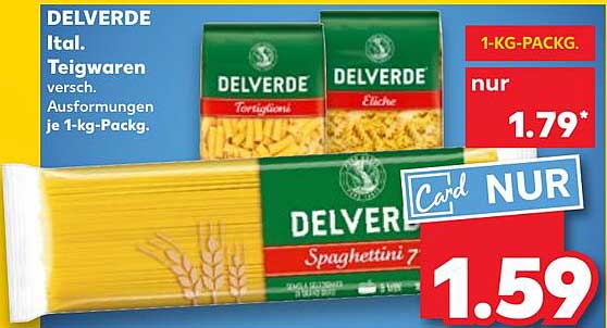 DELVERDE Ital. Teigwaren verschiedenste Ausformungen je 1-kg-Packung