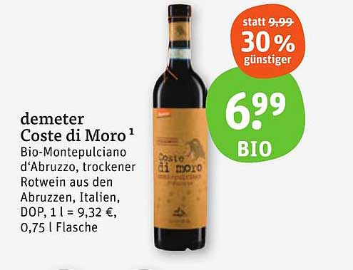 demeter Coste di Moro Bio-Montepulciano d'Abruzzo, 0,75 l Flasche