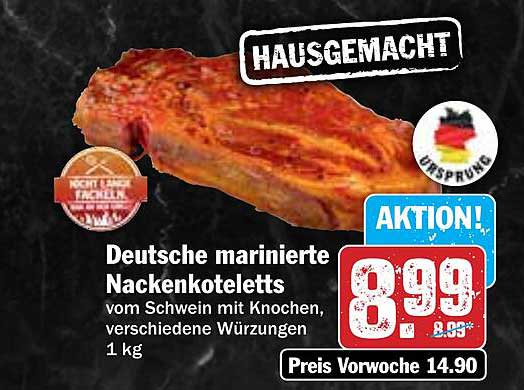Deutsche marinierte Nackensteaks vom Schwein mit Knochen – 1 kg