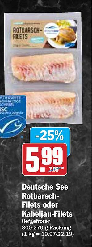 Deutsche See Rotbarsch-Filets oder Kabeljau-Filets
