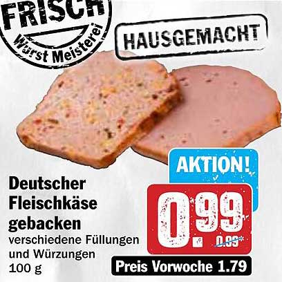 Deutscher Fleischkäse gebacken - Hausgemacht