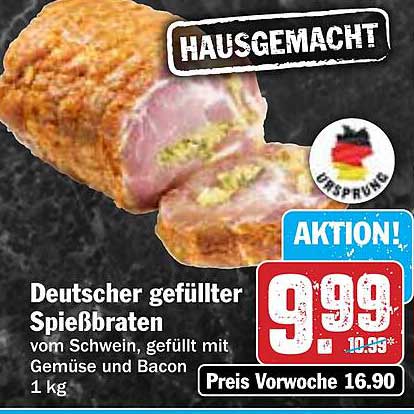 Deutscher gefüllter Spießbraten vom Schwein, gefüllt mit Gemüse und Bacon 1 kg