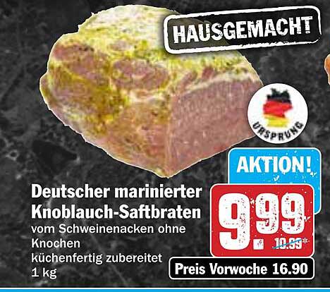 Deutscher marinierten Knoblauch-Saftbraten vom Schweineacken ohne Knochen